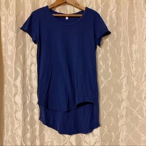 LNA Royal Blue High Low Short Sleeve Tee Shirt